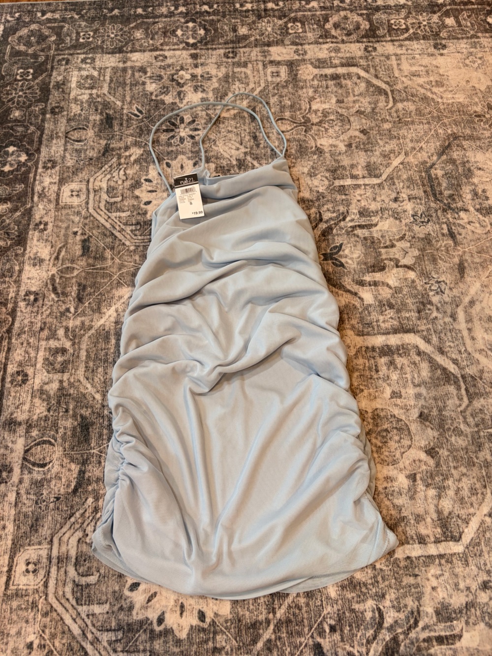 Rue21 Pale Blue Ruched Mini Dress
